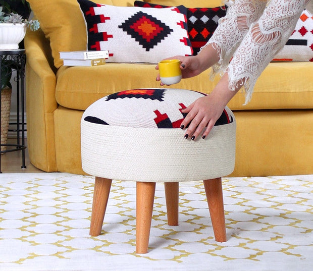 Taburet tapitat cu stofa, Farm Multicolor, Ø46xH42 cm (1)