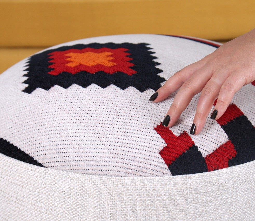 Asir Taburet tapitat cu stofa, Farm Multicolor, Ø46xH42 cm