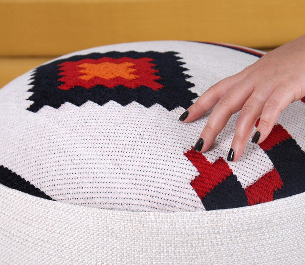 Asir Taburet tapitat cu stofa, Farm Multicolor, Ø46xH42 cm