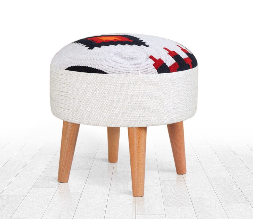 Asir Taburet tapitat cu stofa, Farm Multicolor, Ø46xH42 cm