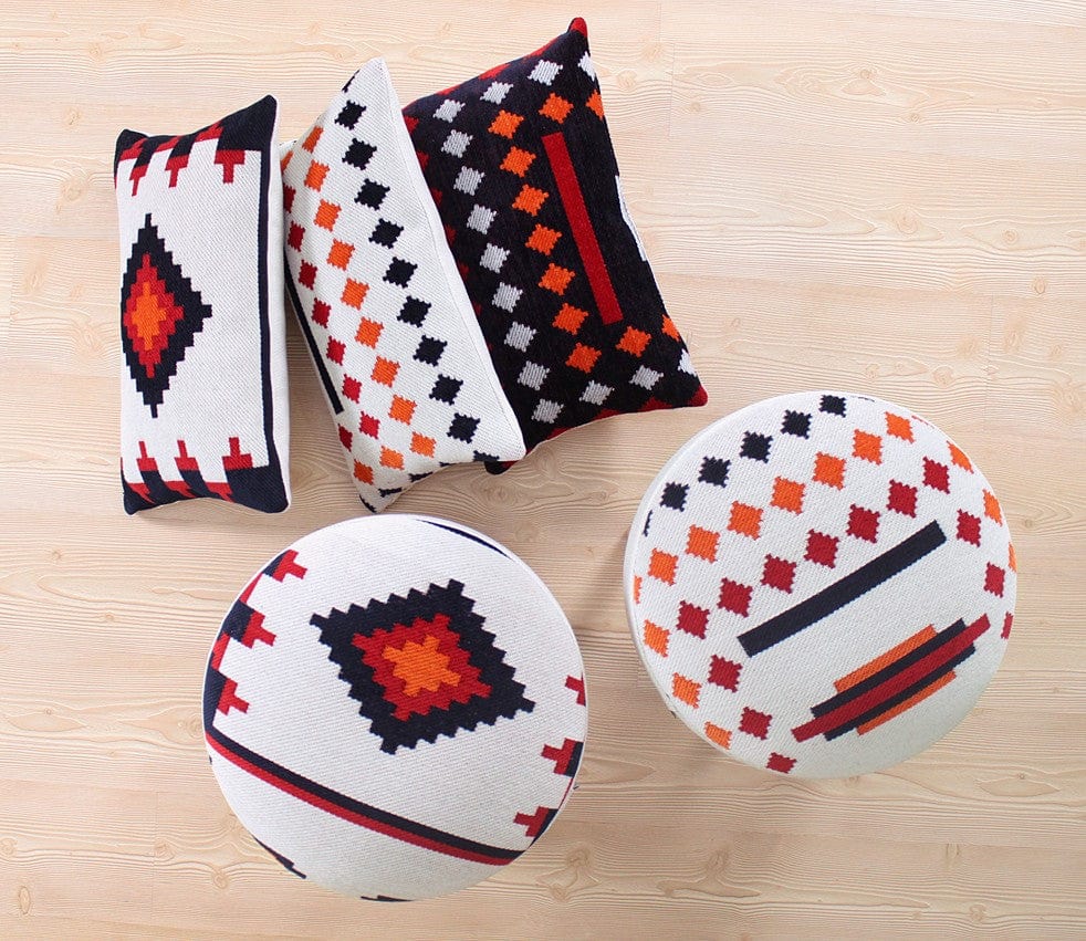 Taburet tapitat cu stofa, Farm Multicolor, Ø46xH42 cm (5)