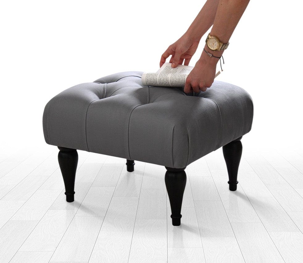 Asir Taburet tapitat cu stofa, Floral Gri, l51xA46xH36 cm