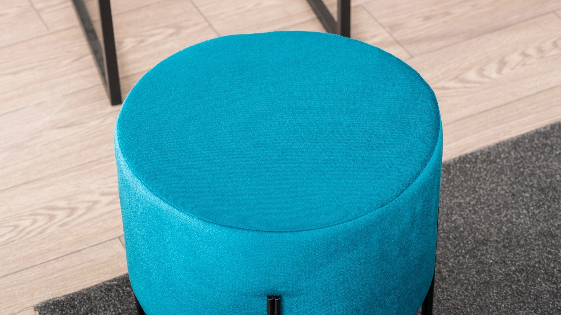 Asir Taburet tapitat cu stofa, Flow Albastru, Ø40xH40 cm