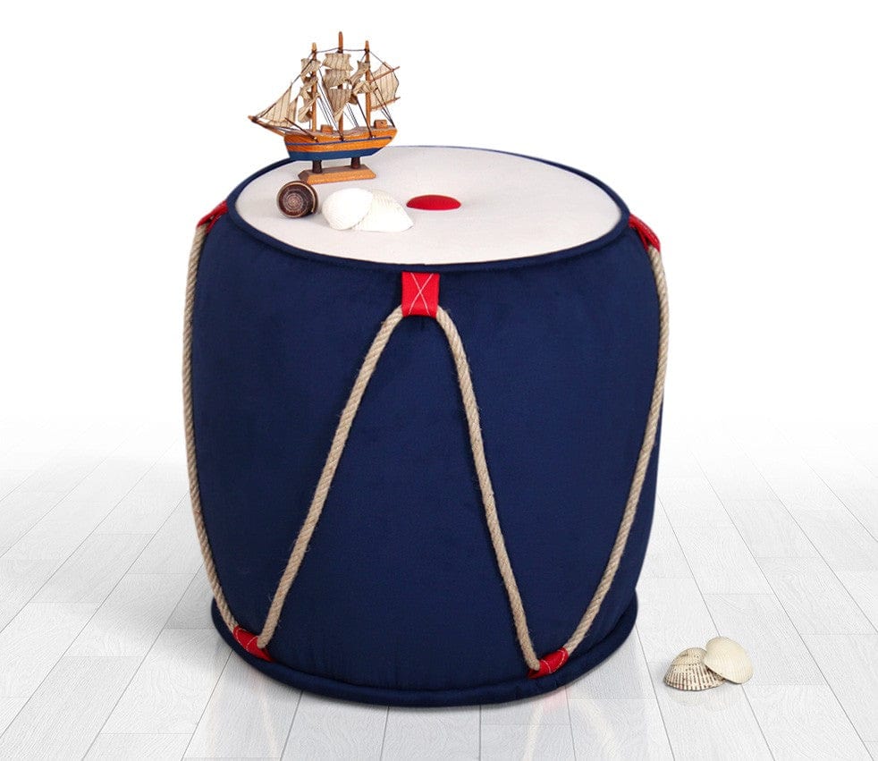 Asir Taburet tapitat cu stofa, Fora I Bleumarin, Ø42xH44 cm