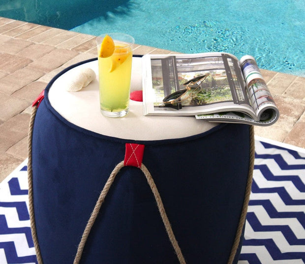 Asir Taburet tapitat cu stofa, Fora I Bleumarin, Ø42xH44 cm