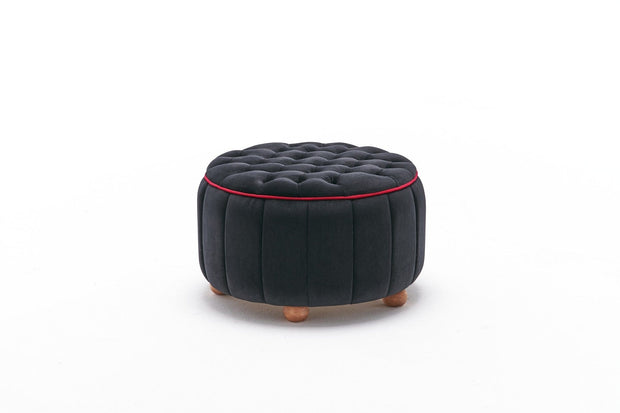 Asir Taburet tapitat cu stofa, Jasmin Antracit, Ø65xH42 cm