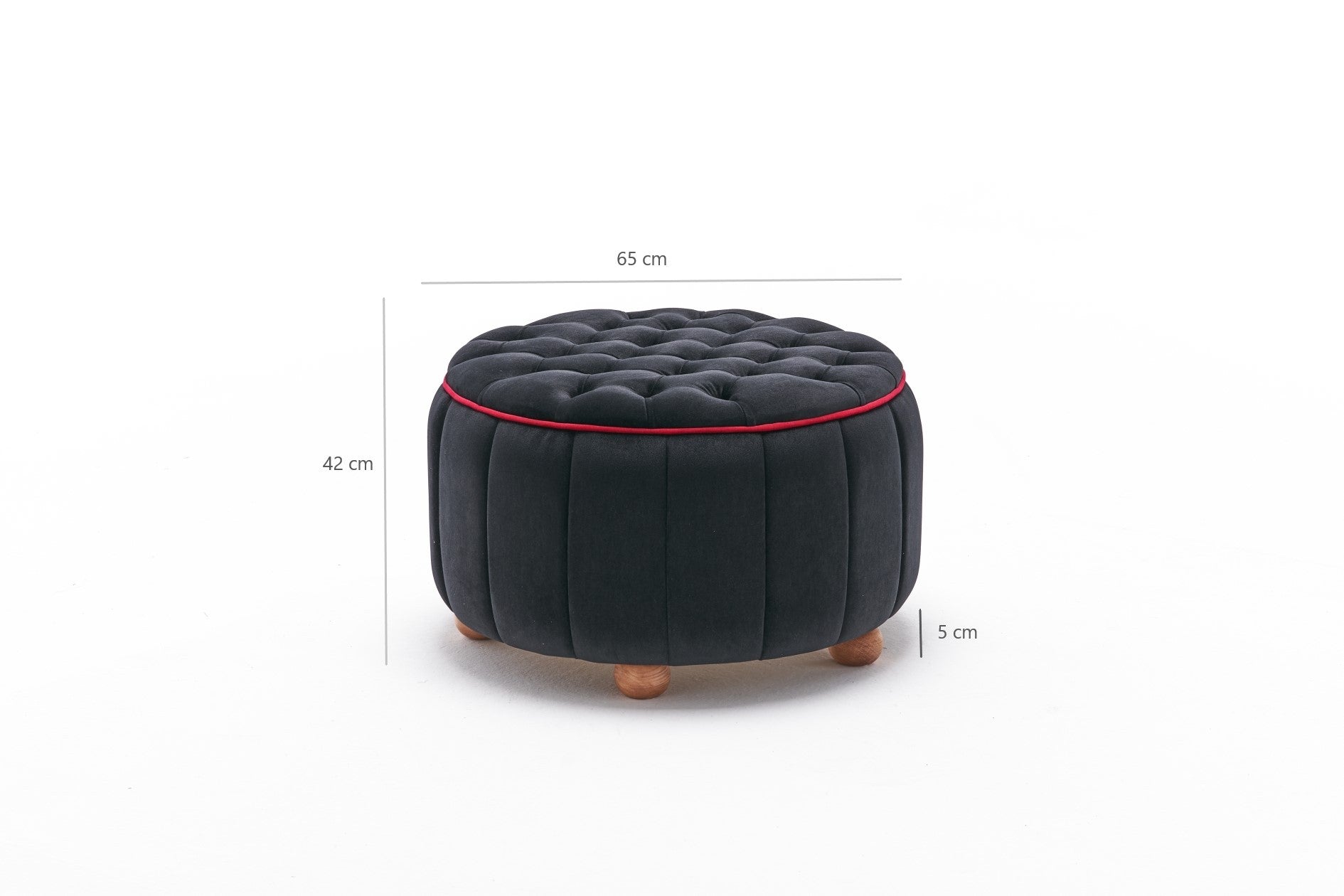 Asir Taburet tapitat cu stofa, Jasmin Antracit, Ø65xH42 cm