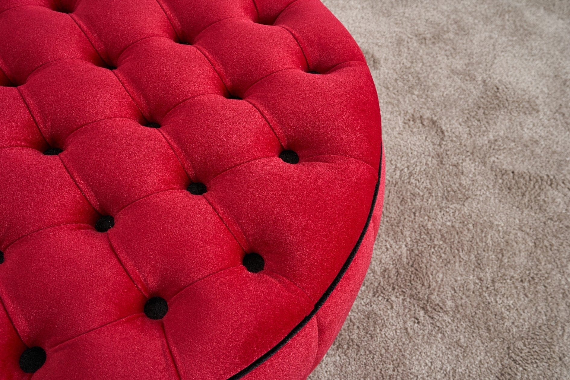 Asir Taburet tapitat cu stofa, Jasmin Rosu, Ø65xH42 cm