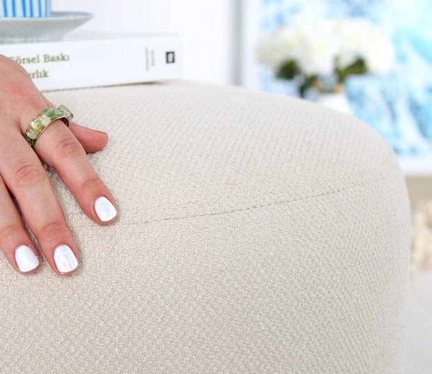 Taburet tapitat cu stofa, Lagone Bej / Multicolor, Ø54xH39 cm (5)