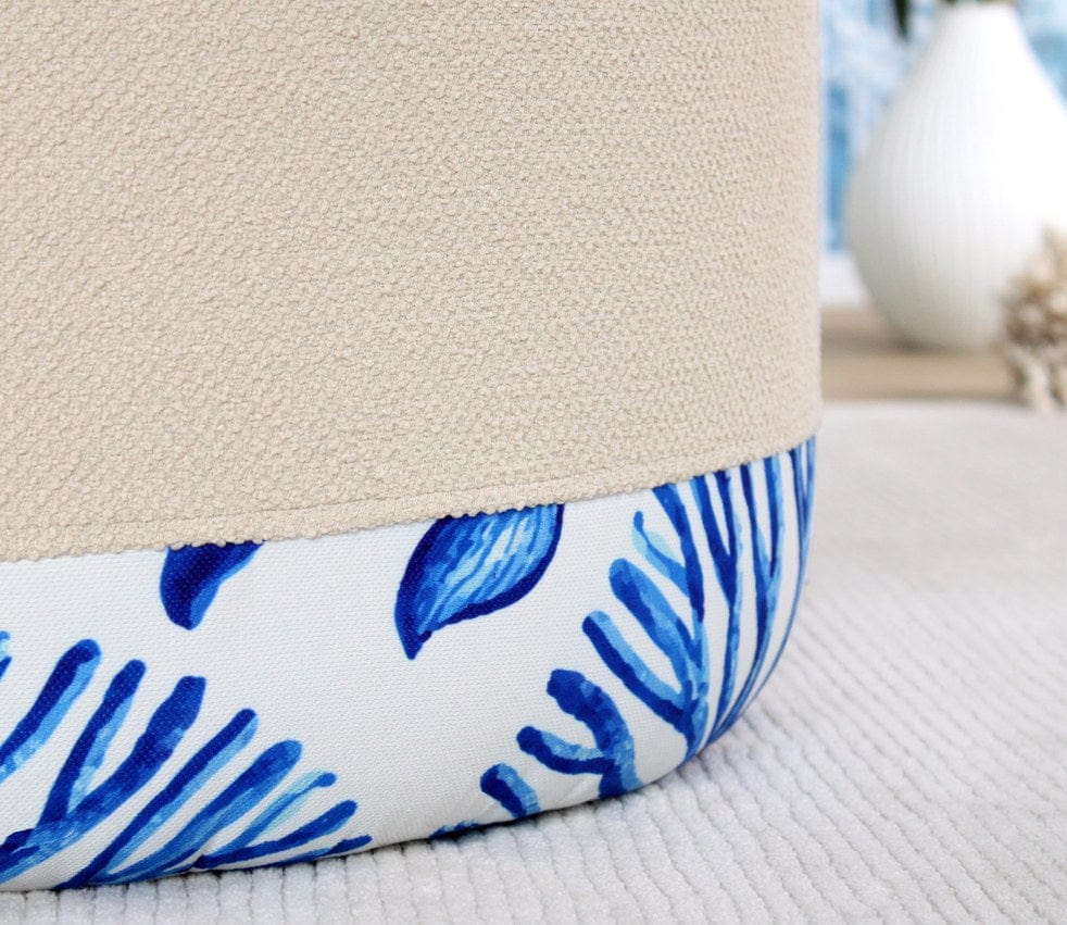 Asir Taburet tapitat cu stofa, Lagone Bej / Multicolor, Ø54xH39 cm