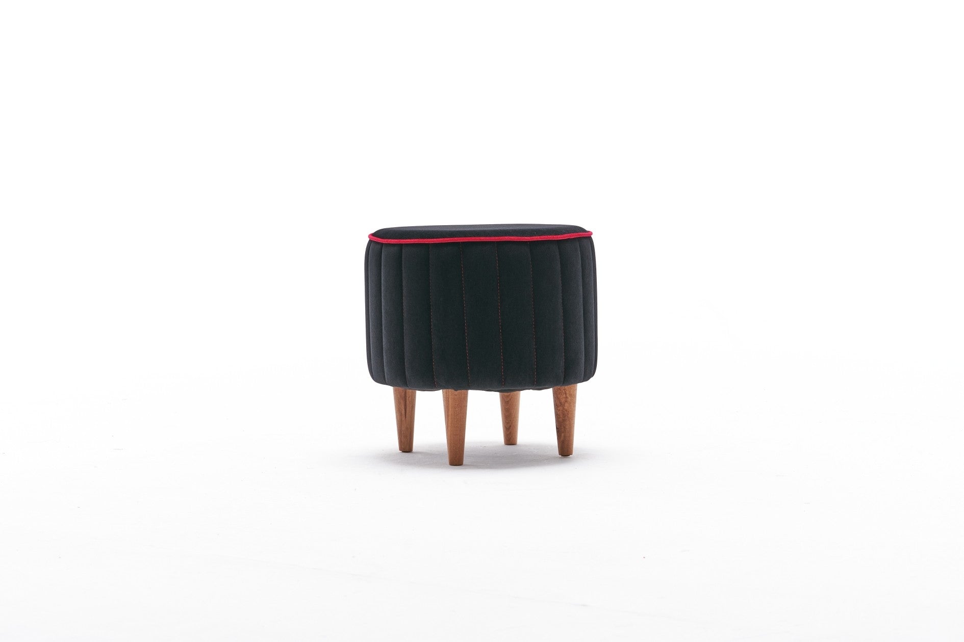 Asir Taburet tapitat cu stofa, Lindy Antracit, Ø40xH40 cm