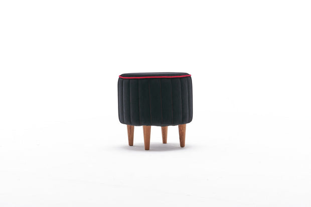 Asir Taburet tapitat cu stofa, Lindy Antracit, Ø40xH40 cm