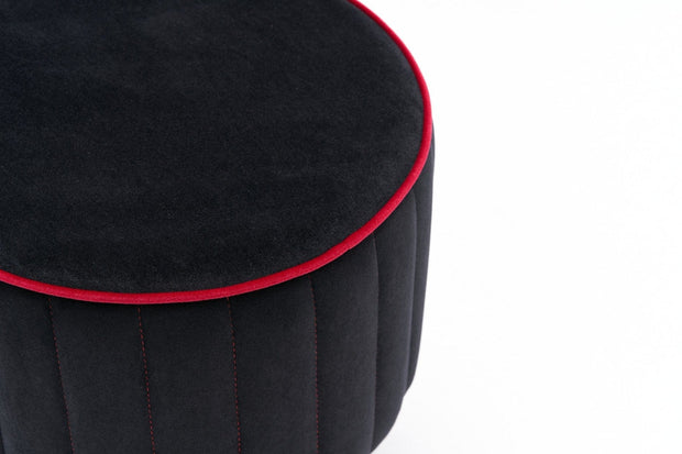 Asir Taburet tapitat cu stofa, Lindy Antracit, Ø40xH40 cm