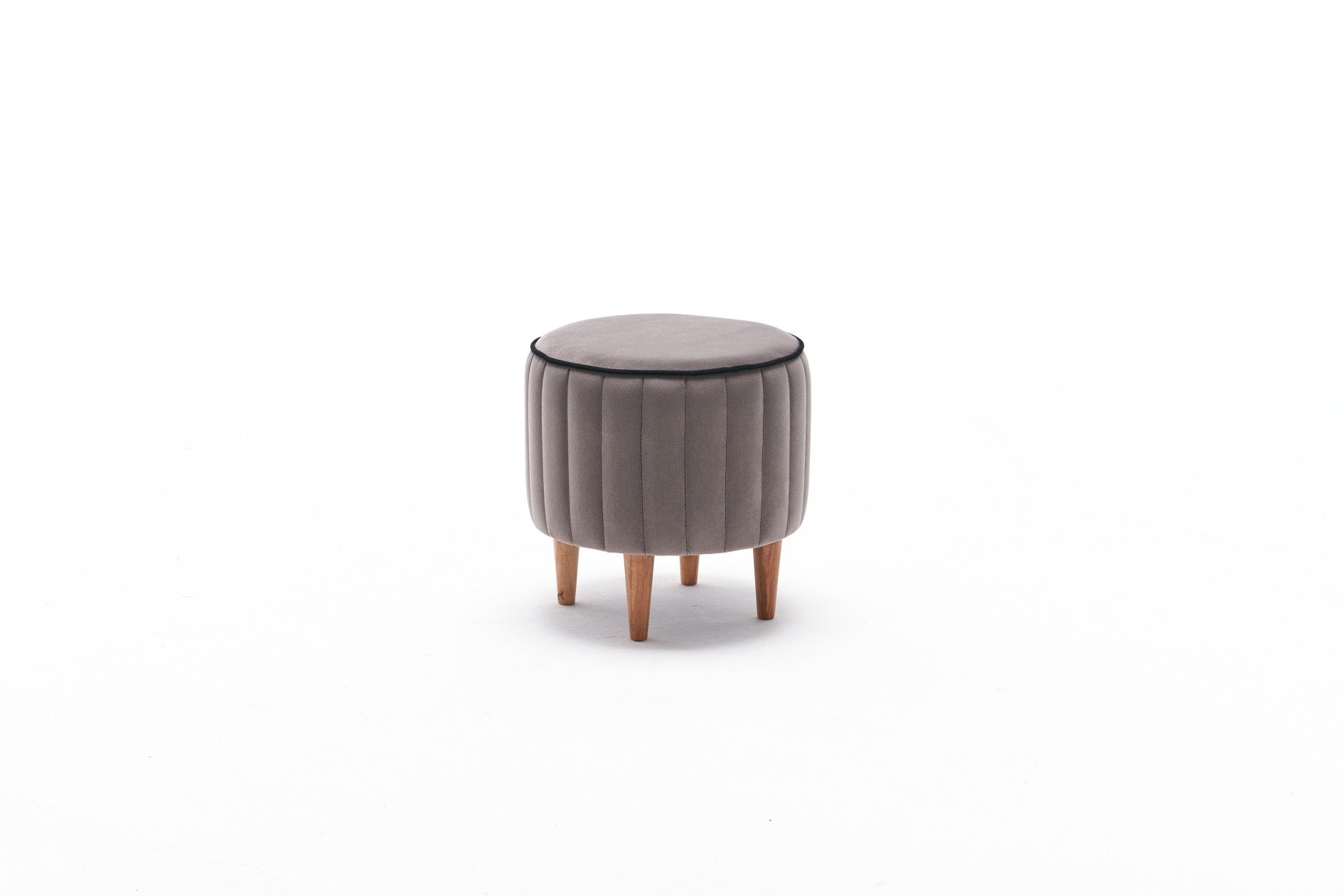 Asir Taburet tapitat cu stofa, Lindy Gri, Ø40xH40 cm