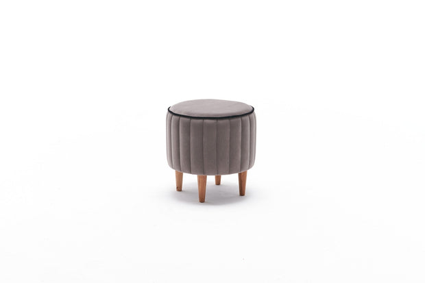 Asir Taburet tapitat cu stofa, Lindy Gri, Ø40xH40 cm