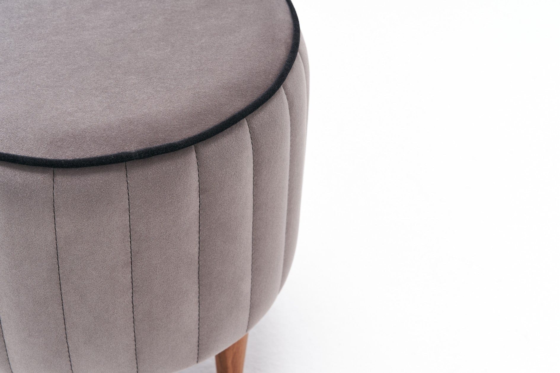 Asir Taburet tapitat cu stofa, Lindy Gri, Ø40xH40 cm