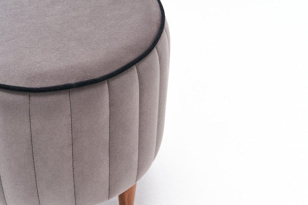 Asir Taburet tapitat cu stofa, Lindy Gri, Ø40xH40 cm