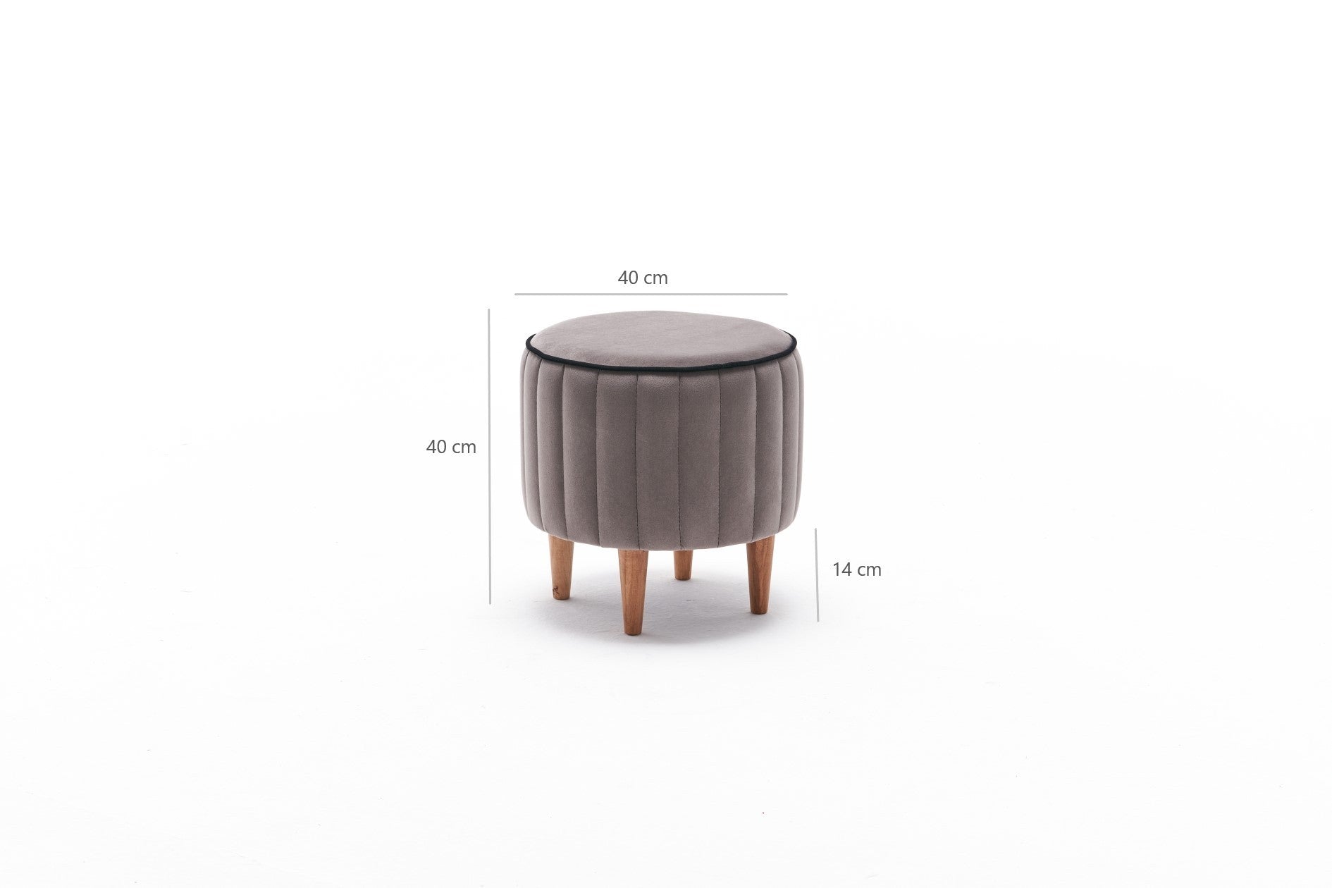 Asir Taburet tapitat cu stofa, Lindy Gri, Ø40xH40 cm