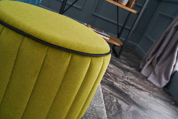 Asir Taburet tapitat cu stofa, Lindy Verde Olive, Ø40xH40 cm