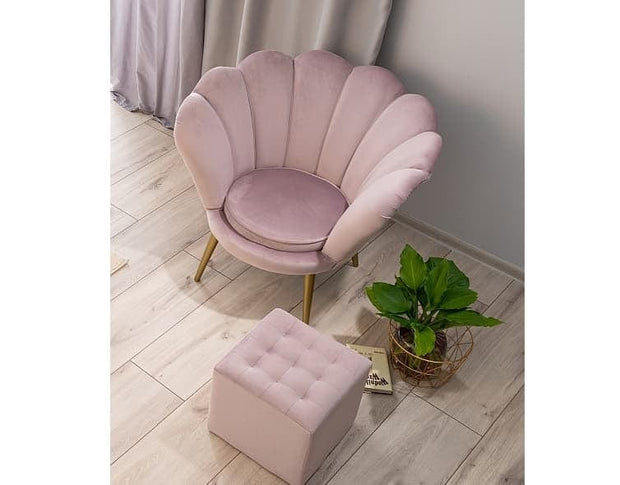 Taburet tapitat cu stofa Lumia Velvet Roz, l39xA39xH34 cm (1)