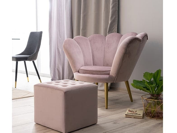Taburet tapitat cu stofa Lumia Velvet Roz, l39xA39xH34 cm (2)