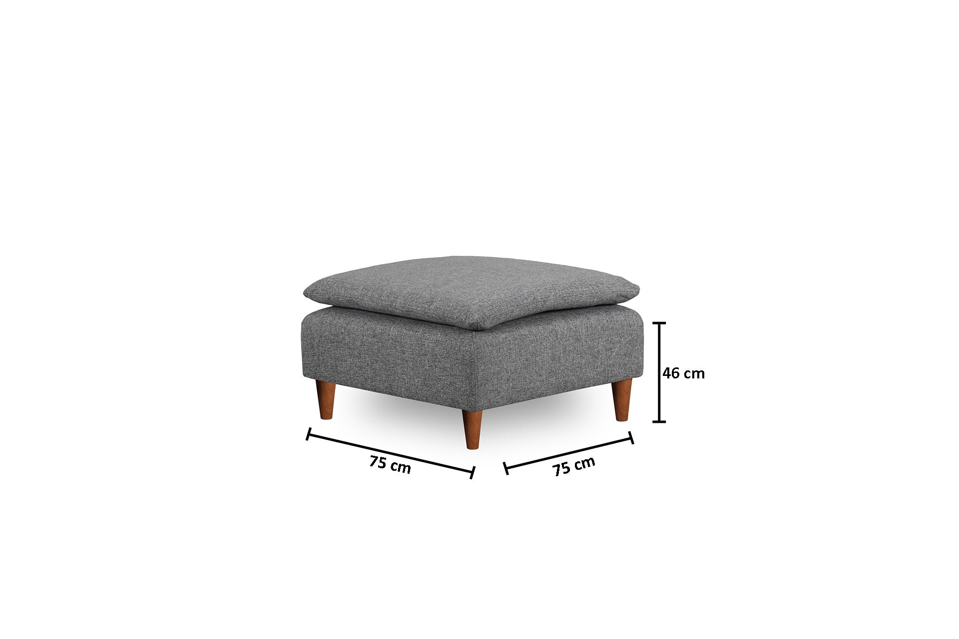 Asir Taburet tapitat cu stofa, Lungo Gri deschis, l75xA75xH46 cm