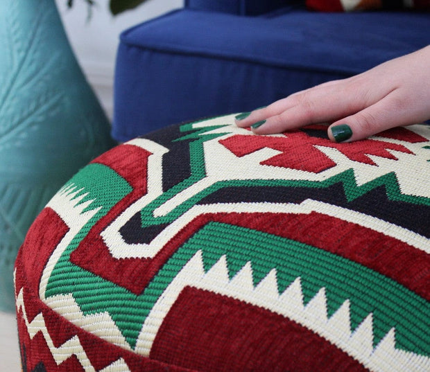 Asir Taburet tapitat cu stofa, Melik Patch III Multicolor, Ø46xH42 cm