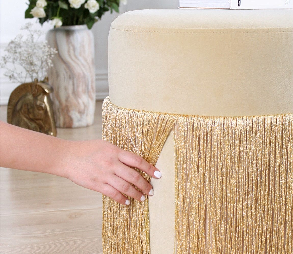 Asir Taburet tapitat cu stofa, Merkür Auriu, Ø45xH40 cm