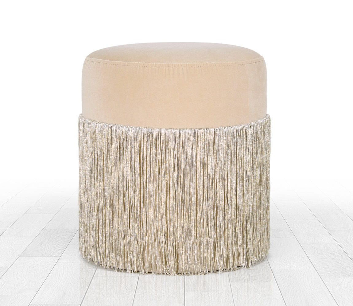 Asir Taburet tapitat cu stofa, Merkür Crem, Ø45xH40 cm