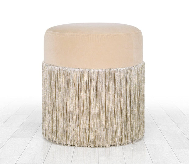 Asir Taburet tapitat cu stofa, Merkür Crem, Ø45xH40 cm