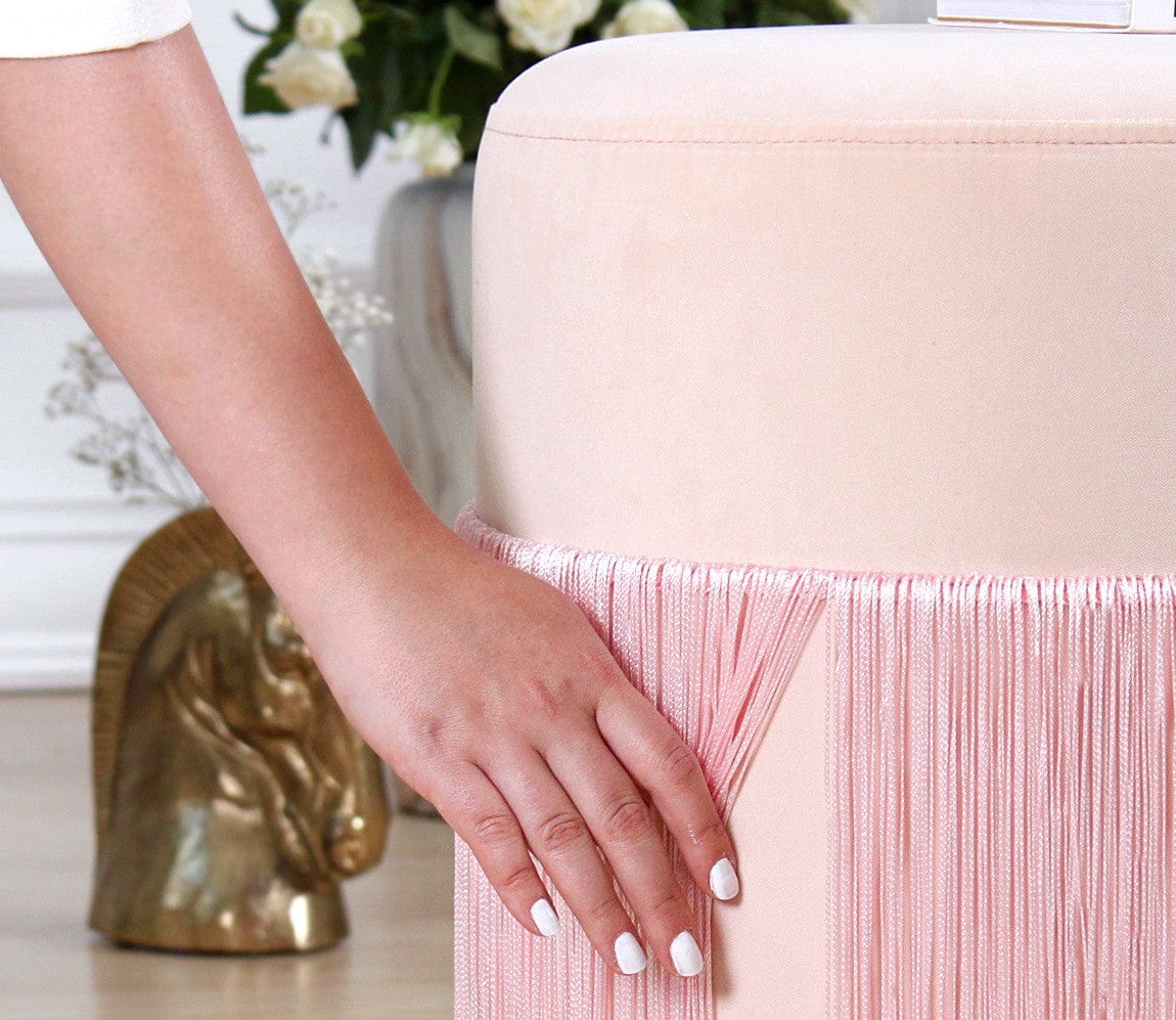 Asir Taburet tapitat cu stofa, Merkür Roz, Ø45xH40 cm