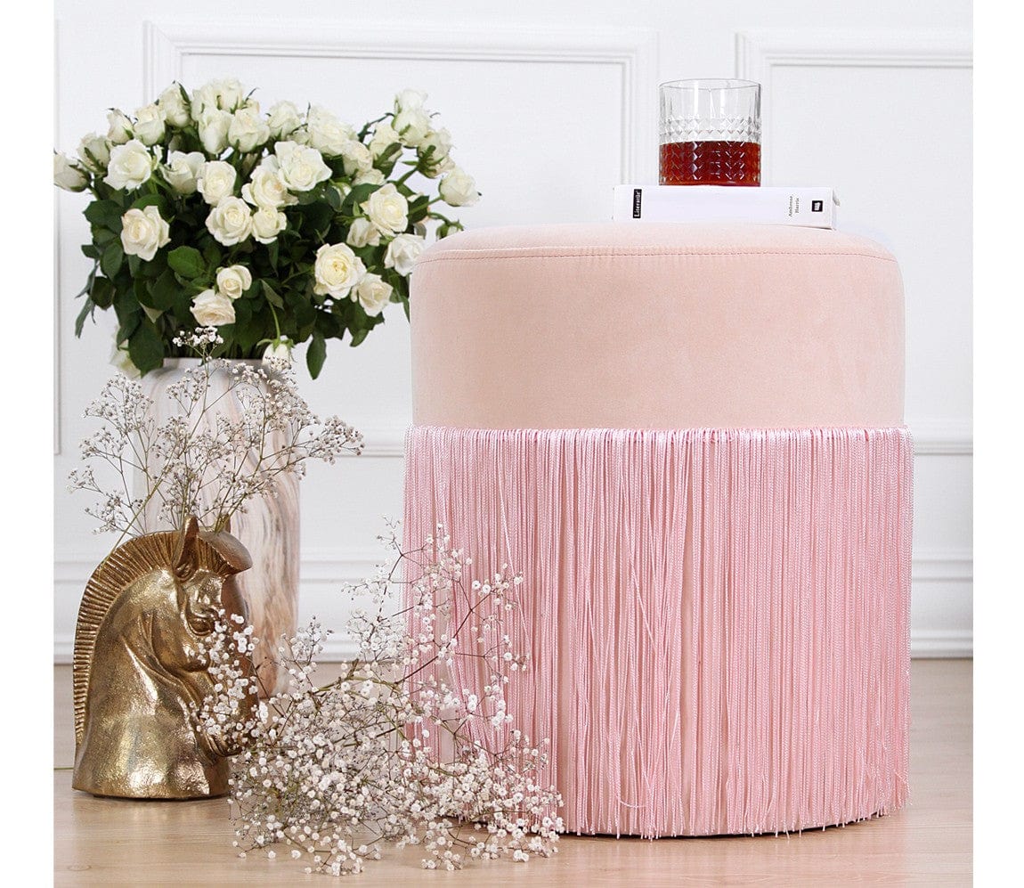 Asir Taburet tapitat cu stofa, Merkür Roz, Ø45xH40 cm