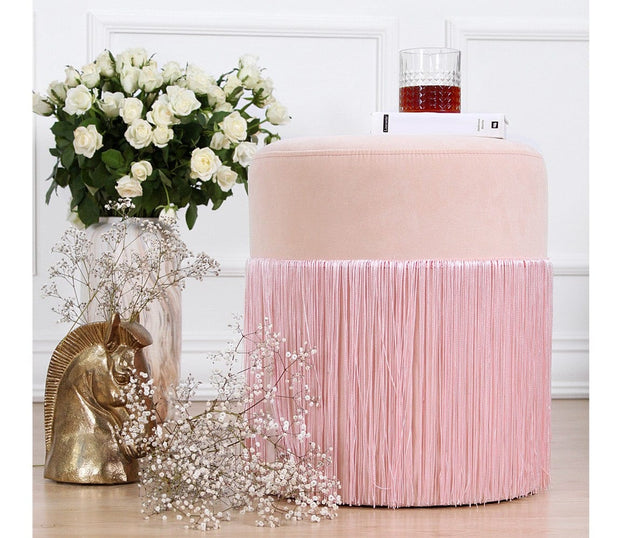 Asir Taburet tapitat cu stofa, Merkür Roz, Ø45xH40 cm