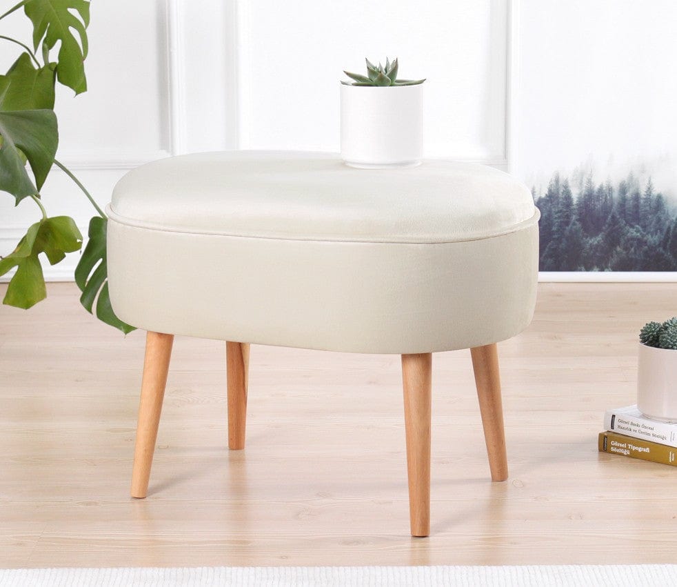 Asir Taburet tapitat cu stofa, Moile Crem, l63xA44xH47 cm