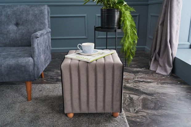 Asir Taburet tapitat cu stofa, Mona Gri, l40xA40xH40 cm