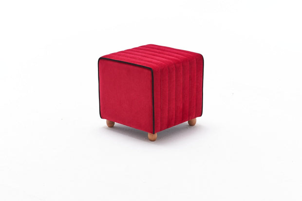Asir Taburet tapitat cu stofa, Mona Rosu, l40xA40xH40 cm