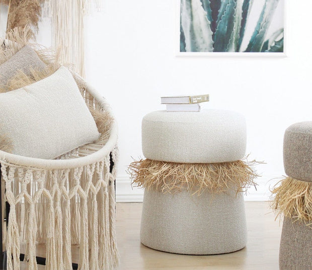 Asir Taburet tapitat cu stofa, Moouv Crem, Ø39xH50 cm