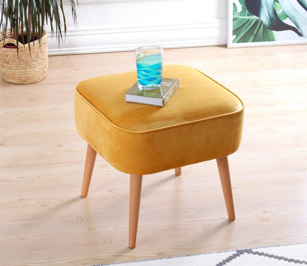 Asir Taburet tapitat cu stofa, Moouv Galben, l45xA45xH43 cm