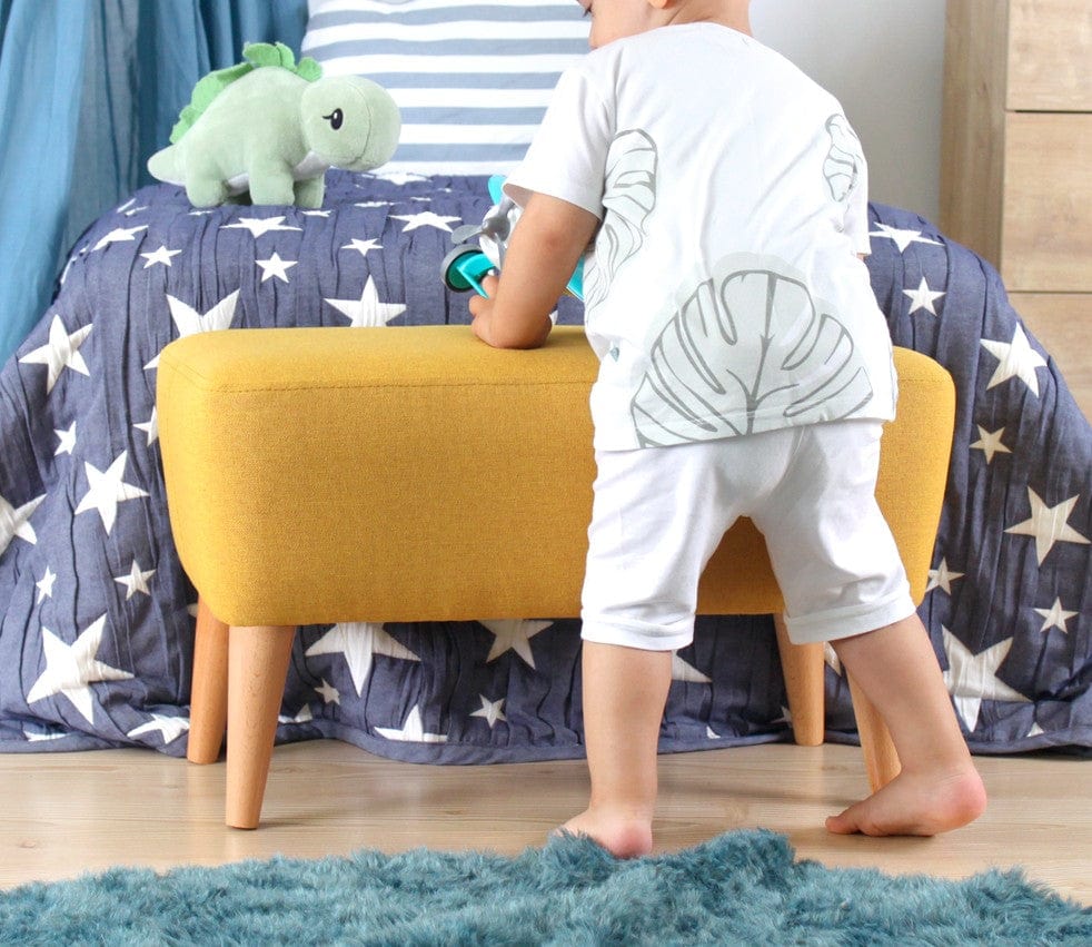 Asir Taburet tapitat cu stofa, Moouv Galben, l61xA32xH33 cm