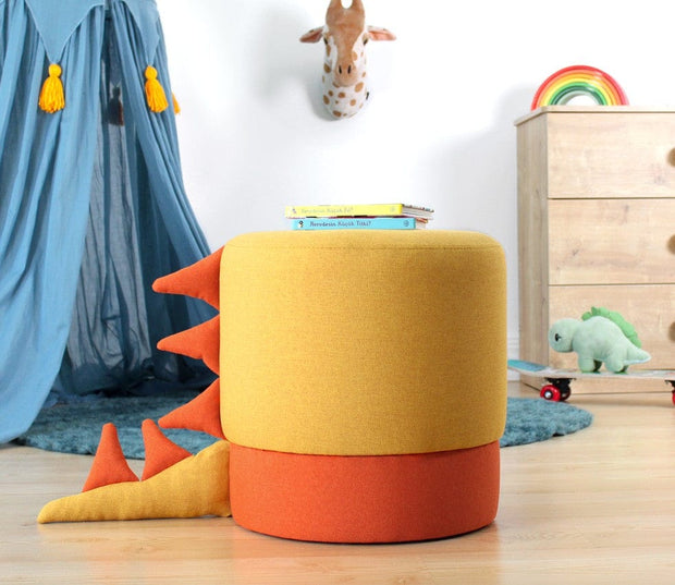 Asir Taburet tapitat cu stofa, Moouv Galben, Ø37xH38 cm