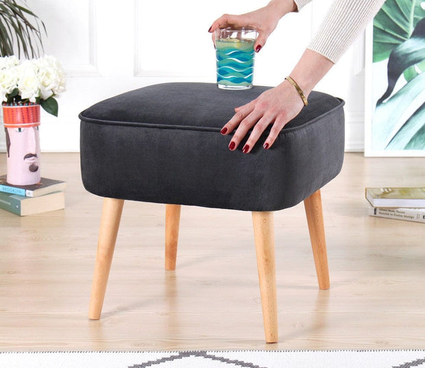 Asir Taburet tapitat cu stofa, Moouv Gri Inchis, l45xA45xH43 cm