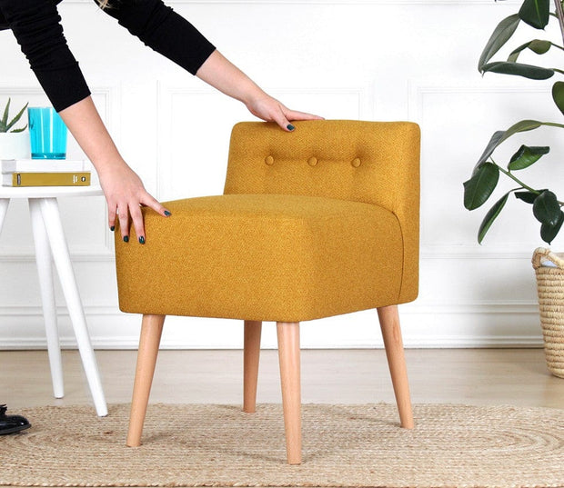 Asir Taburet tapitat cu stofa, Moouv Mustariu, l43xA43xH45 cm