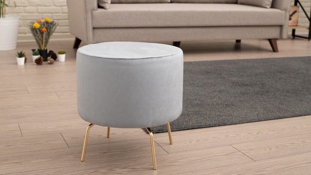 Asir Taburet tapitat cu stofa, Octo Gri, Ø40xH40 cm