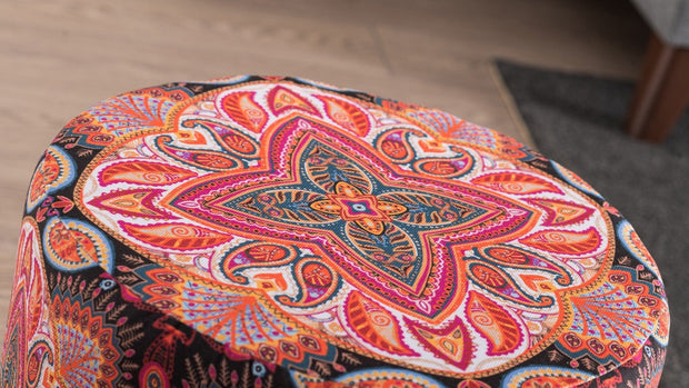 Asir Taburet tapitat cu stofa, Octo Multicolor, Ø40xH40 cm