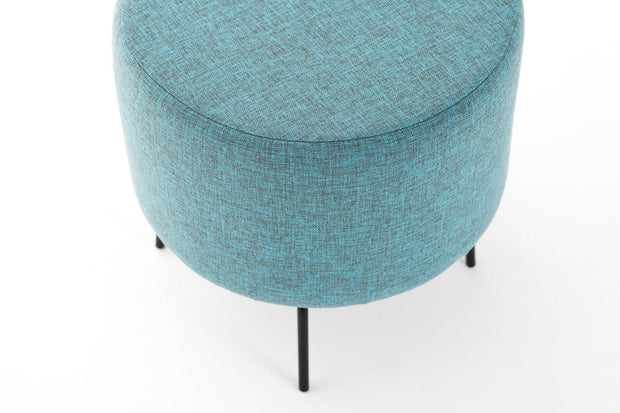 Asir Taburet tapitat cu stofa, Octo Turcoaz, Ø40xH40 cm