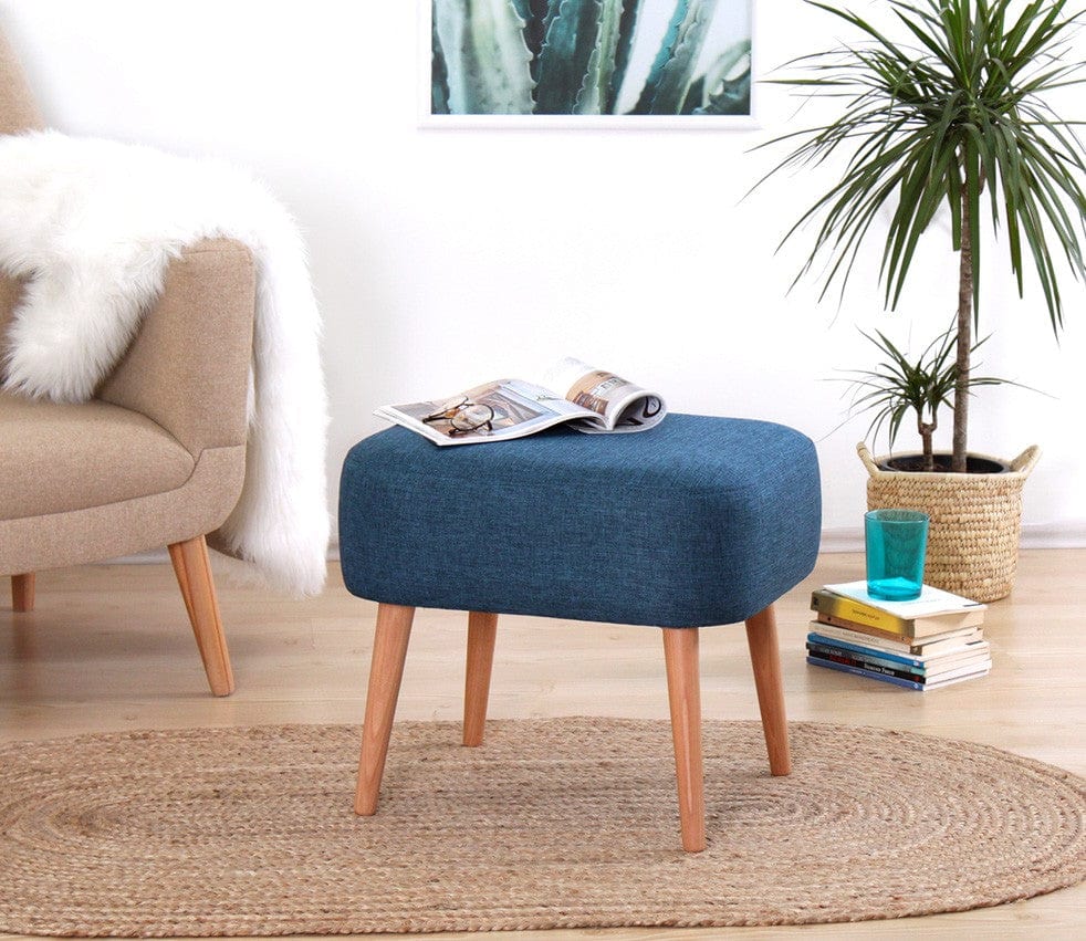 Asir Taburet tapitat cu stofa, Parrot Albastru, l50xA42xH43 cm