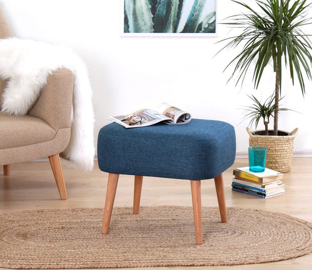 Asir Taburet tapitat cu stofa, Parrot Albastru, l50xA42xH43 cm