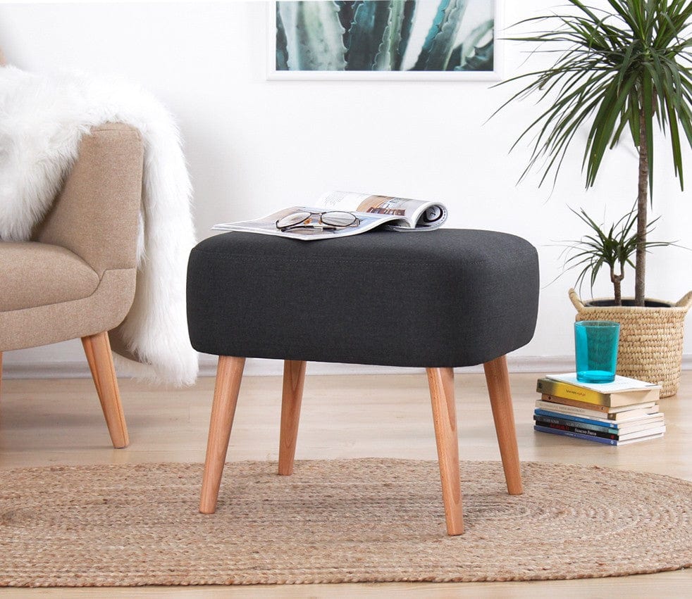 Asir Taburet tapitat cu stofa, Parrot Gri Inchis, l50xA42xH43 cm