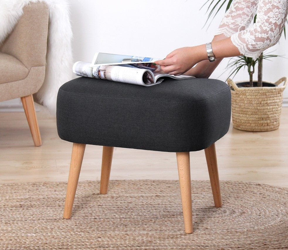 Asir Taburet tapitat cu stofa, Parrot Gri Inchis, l50xA42xH43 cm