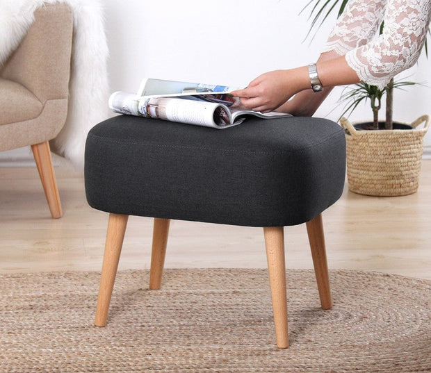 Asir Taburet tapitat cu stofa, Parrot Gri Inchis, l50xA42xH43 cm